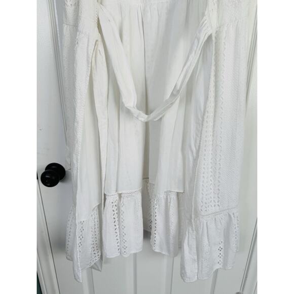 J. Crew White Allover Eyelet Midi Wrap Dress White Cotton Ruffle Dress Size 6 - Picture 5 of 9